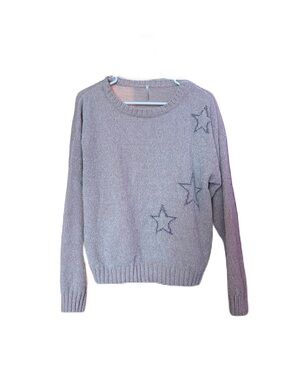 Women’s Light Gray Star Detail Crewneck Sweater
